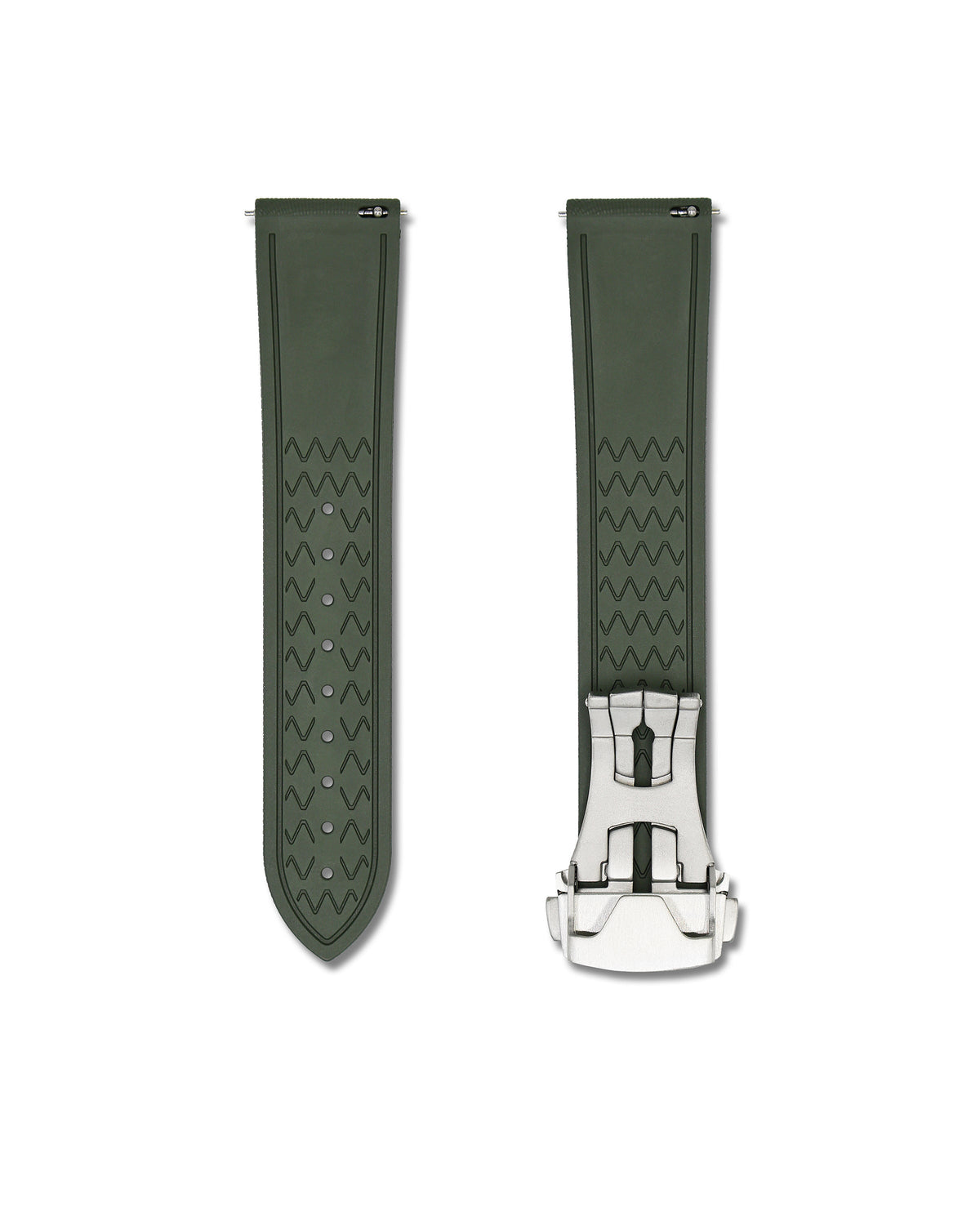 Forest Green Deployant Clasp Quick Release Rubber Sailcloth Strap 22mm