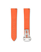 Tangerine Orange Deployant Clasp Quick Release Rubber Sailcloth Strap 18mm