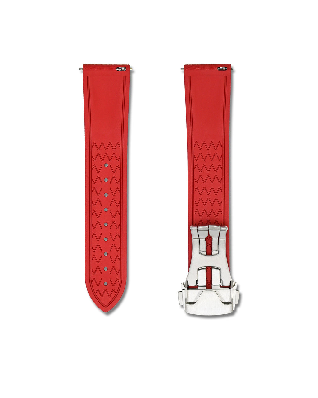 Scarlet Red Deployant Clasp Quick Release Rubber Sailcloth Strap 21mm