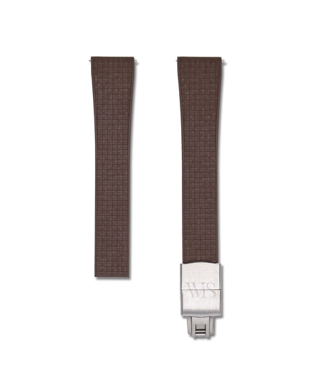 Patterned Brown Deployant Clasp Quick Release Rubber Strap 22mm