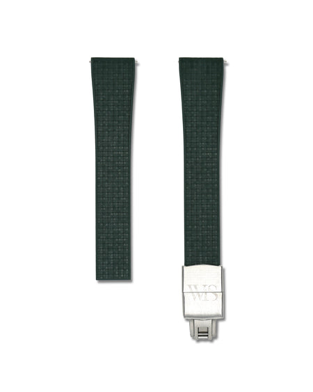Patterned Green Deployant Clasp Quick Release Rubber Strap 22mm