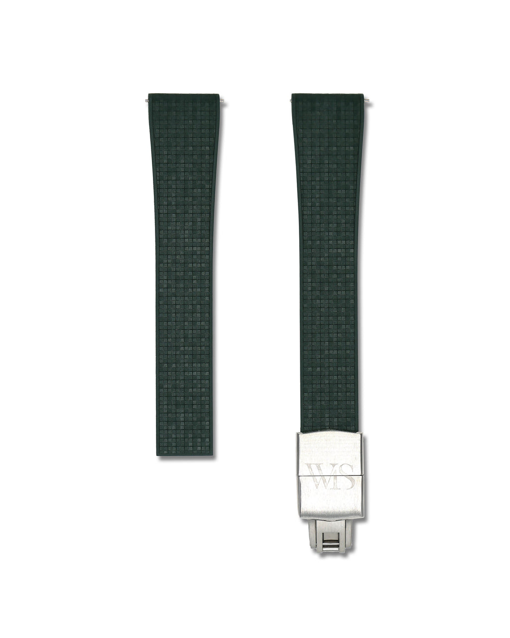 Patterned Green Deployant Clasp Quick Release Rubber Strap 20mm