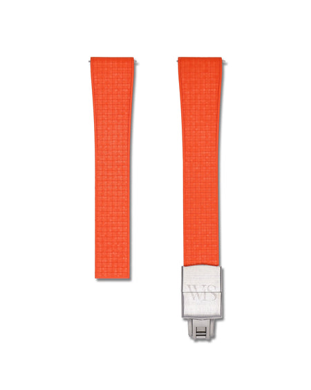 Patterned Orange Deployant Clasp Quick Release Rubber Strap 21mm