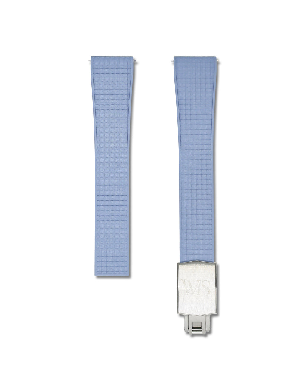 Patterned Sky Blue Deployant Clasp Quick Release Rubber Strap 21mm
