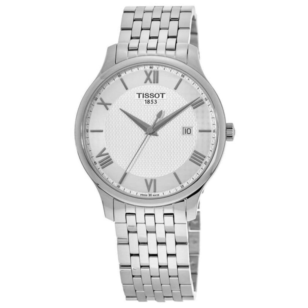 Tissot T063.610.11.038.00 — complete watch on a square background
