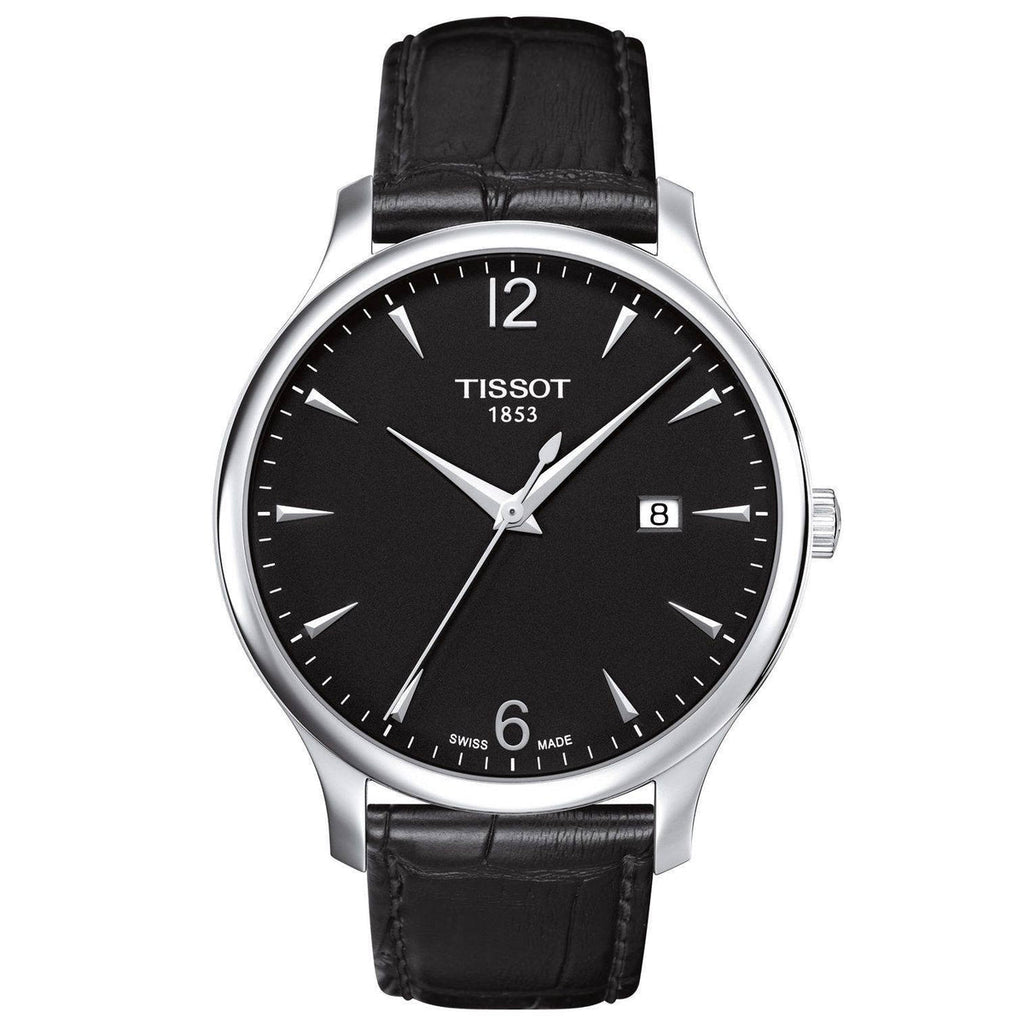 Tissot T063.610.16.057.00 — complete watch on a square background