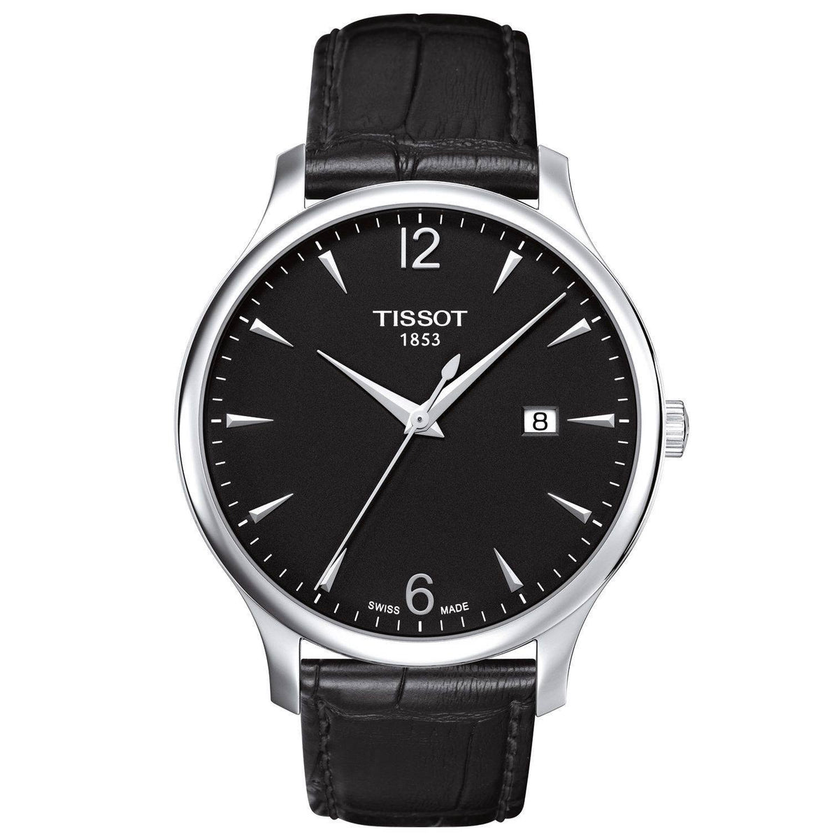Tissot T063.610.16.057.00 — complete watch on a square background