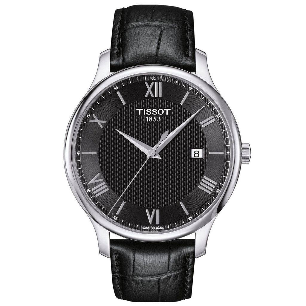 Tissot T063.610.16.058.00 — complete watch on a square background