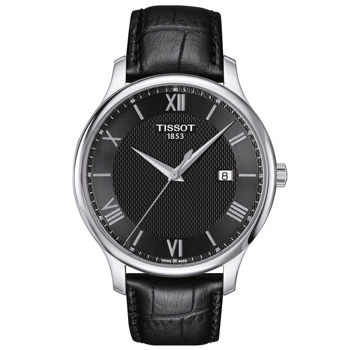 Tissot T063.610.16.058.00 — complete watch on a square background