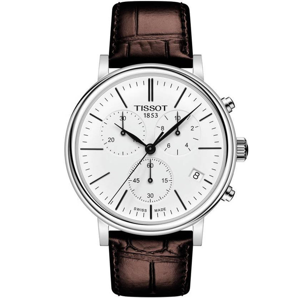 Tissot T122.417.16.011.00 — complete watch on a square background