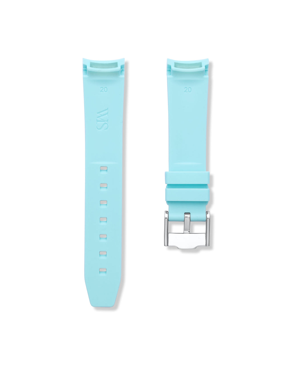 Glacier Blue Curved Rubber Strap 20mm