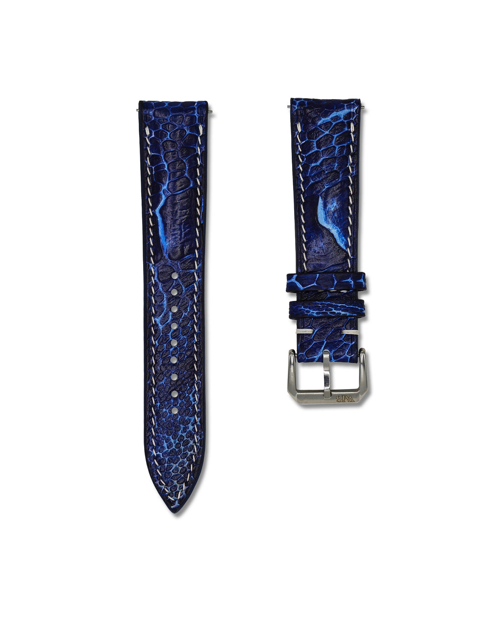 Breakers Blue Bespoke Ostrich Shin Leather Watch Strap 19mm