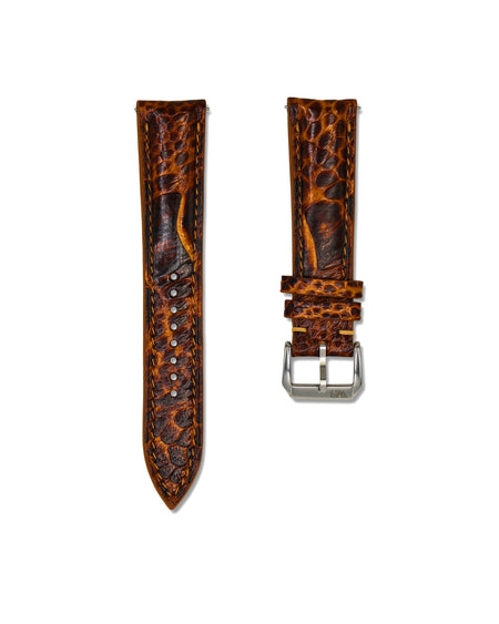 Tiger's Eye Bespoke Ostrich Shin Leather Watch Strap 19mm