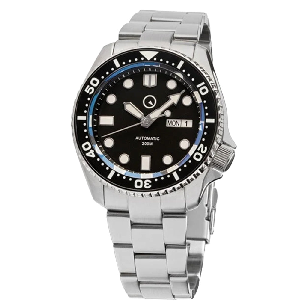 Islander Automatic Dive Watch with Solid-Link Bracelet, AR Sapphire Crystal, and Luminous Ceramic Bezel Insert #ISL-02