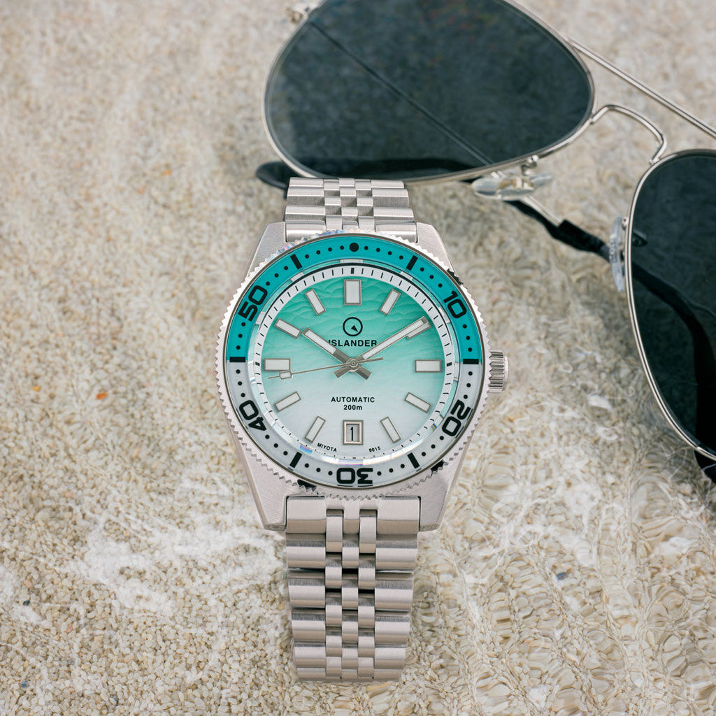 Islander Northport Hi-Beat Automatic Dive Watch with Seafoam Green and White Ripple Dial #ISL-155