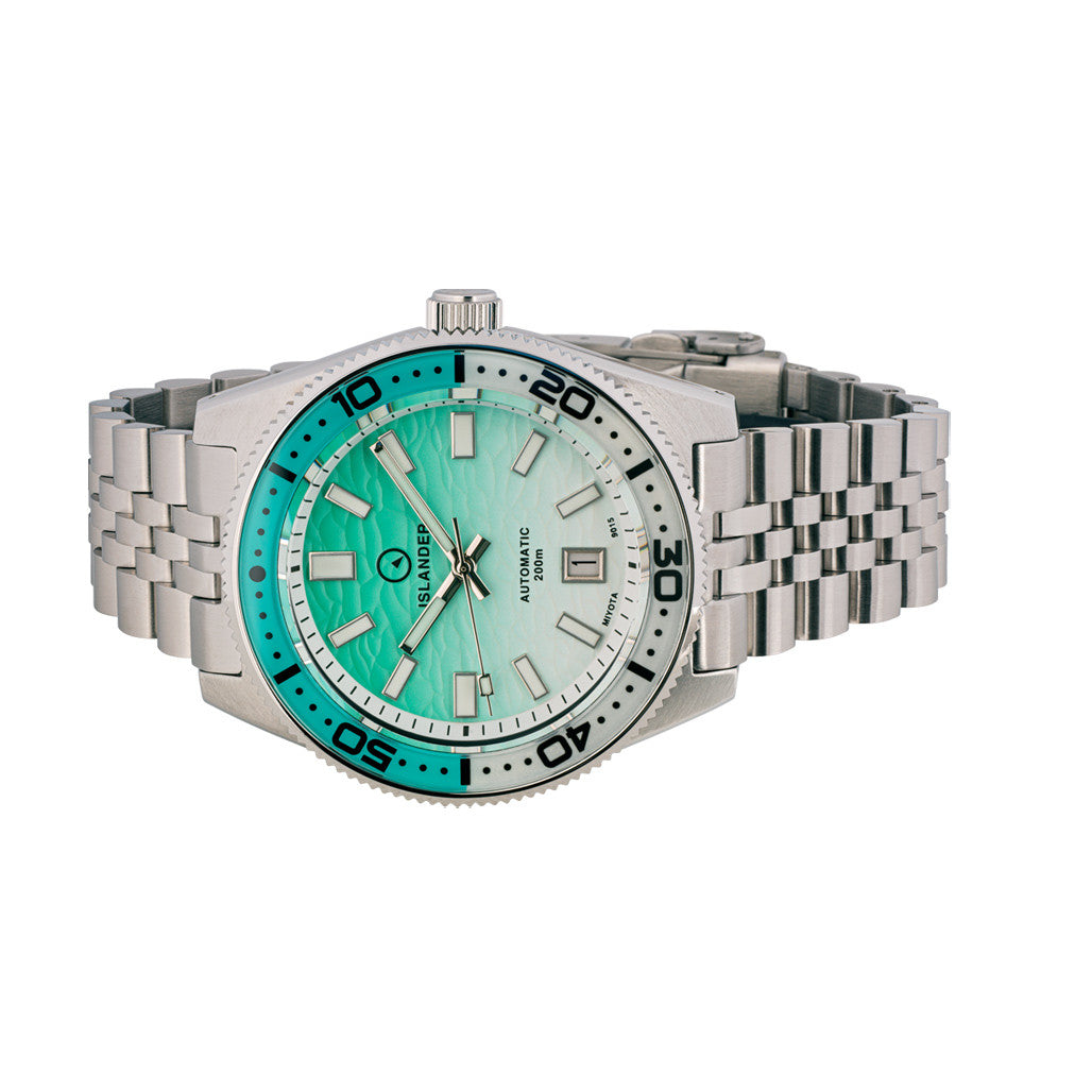 Islander Northport Hi-Beat Automatic Dive Watch with Seafoam Green and White Ripple Dial #ISL-155