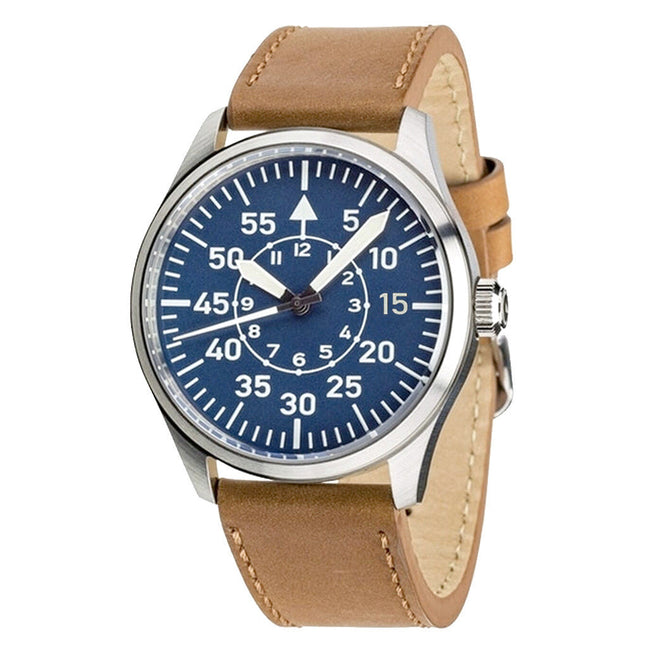 Islander Aviator Automatic Watch with Leather Strap and an Anti-Reflective Sapphire Crystal ISL-17