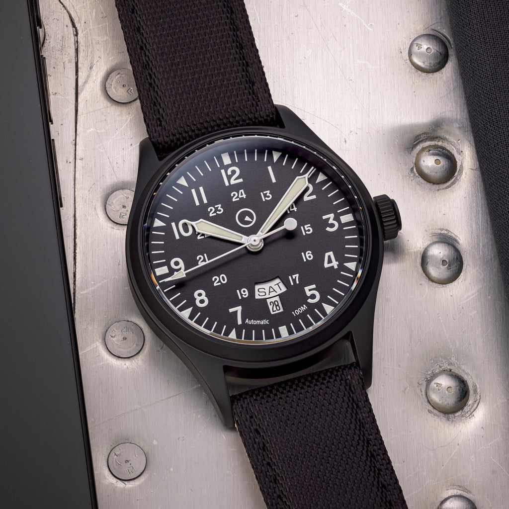 Islander Mitchel "DAY-T" Automatic DLC Field Watch with Black Dial #ISL-187