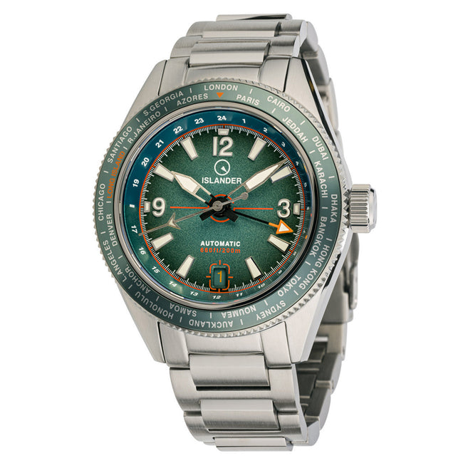 Islander Calabro GMT World Time Automatic Watch with Green Dial ISL-193