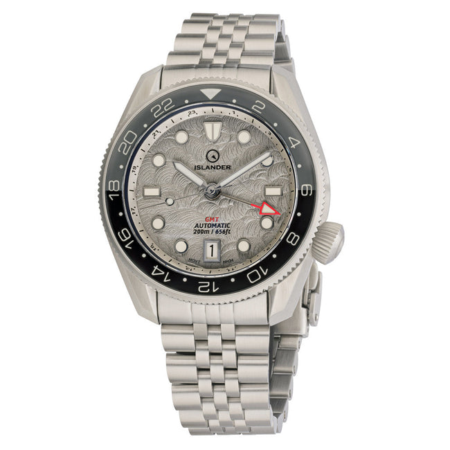 Islander JFK Automatic GMT Watch with Grey Cloud Dial and Dual Color Bezel ISL-208