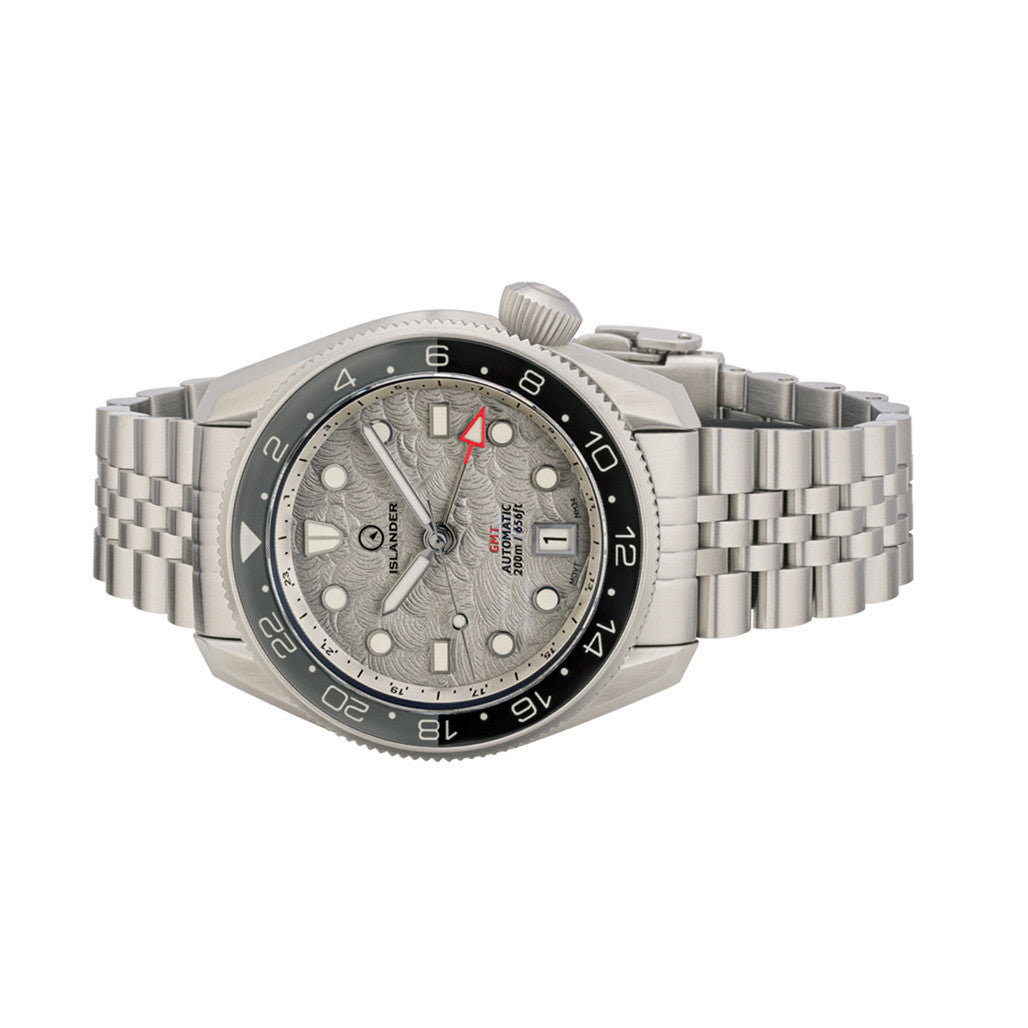 Islander JFK Automatic GMT Watch with Grey Cloud Dial and Dual Color Bezel #ISL-208