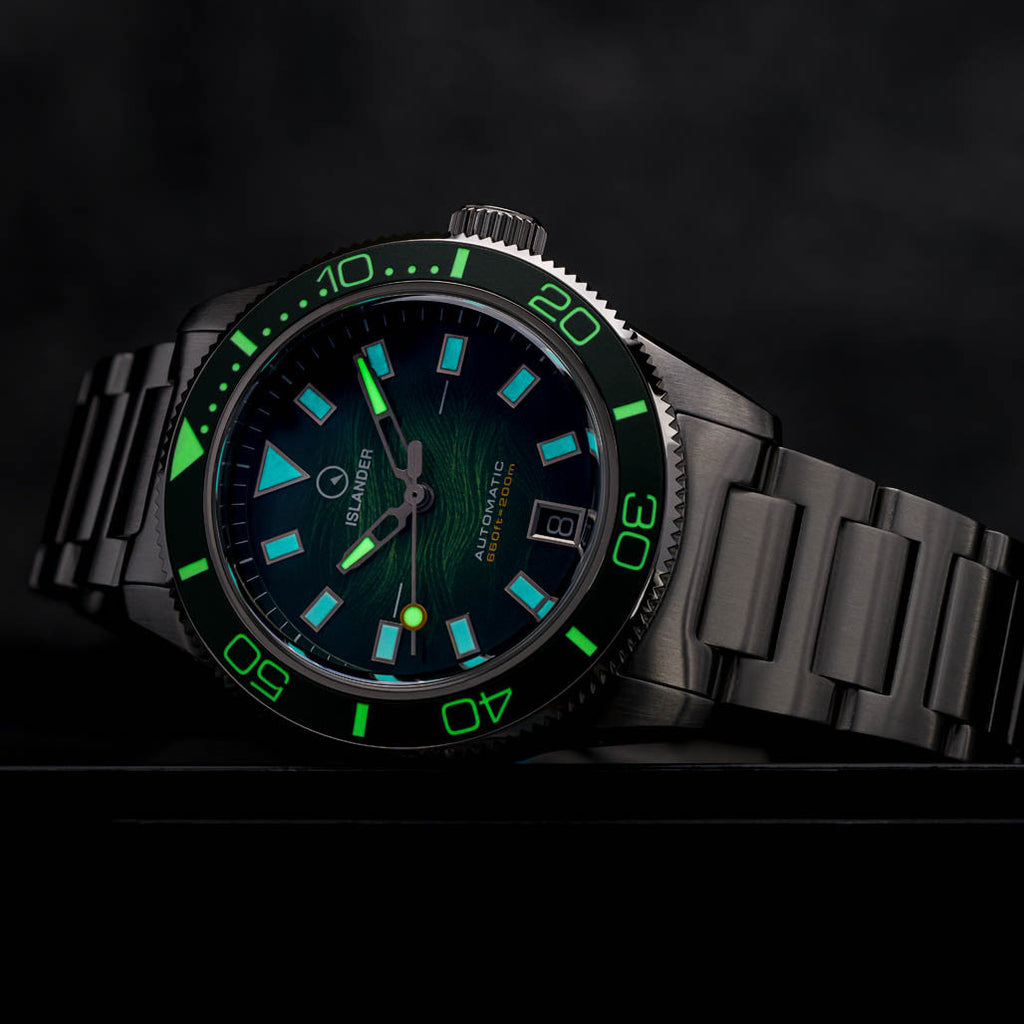 Islander Bayport Automatic Dive Watch with Green Wave Dial #ISL-312