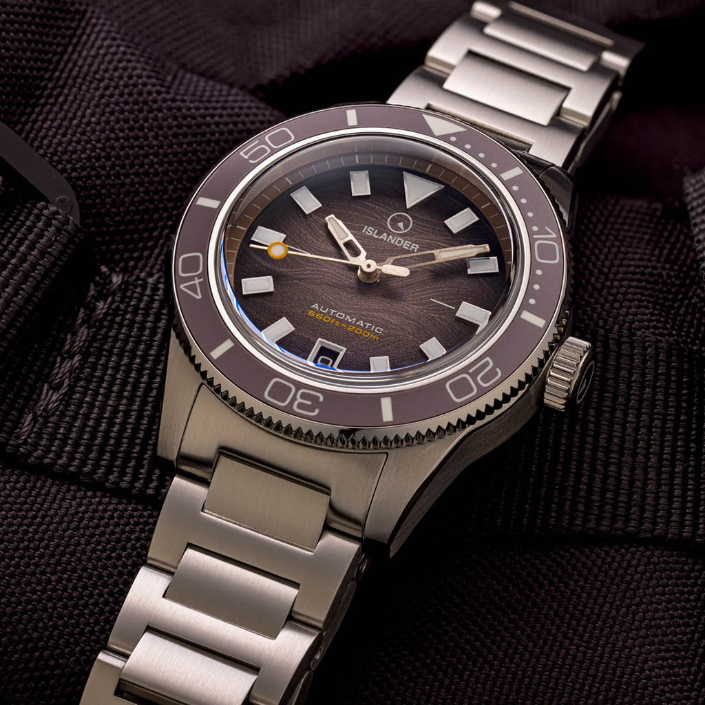 Islander Bayport Automatic Dive Watch with Warm Grey Wave Dial #ISL-314
