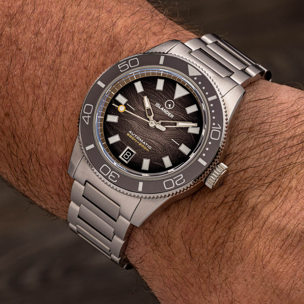 Islander Bayport Automatic Dive Watch with Warm Grey Wave Dial #ISL-314