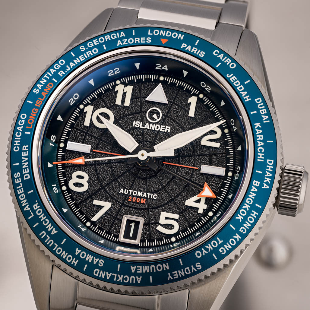Islander Calabro GMT World Time Automatic Watch with Anthracite Dial #ISL-316