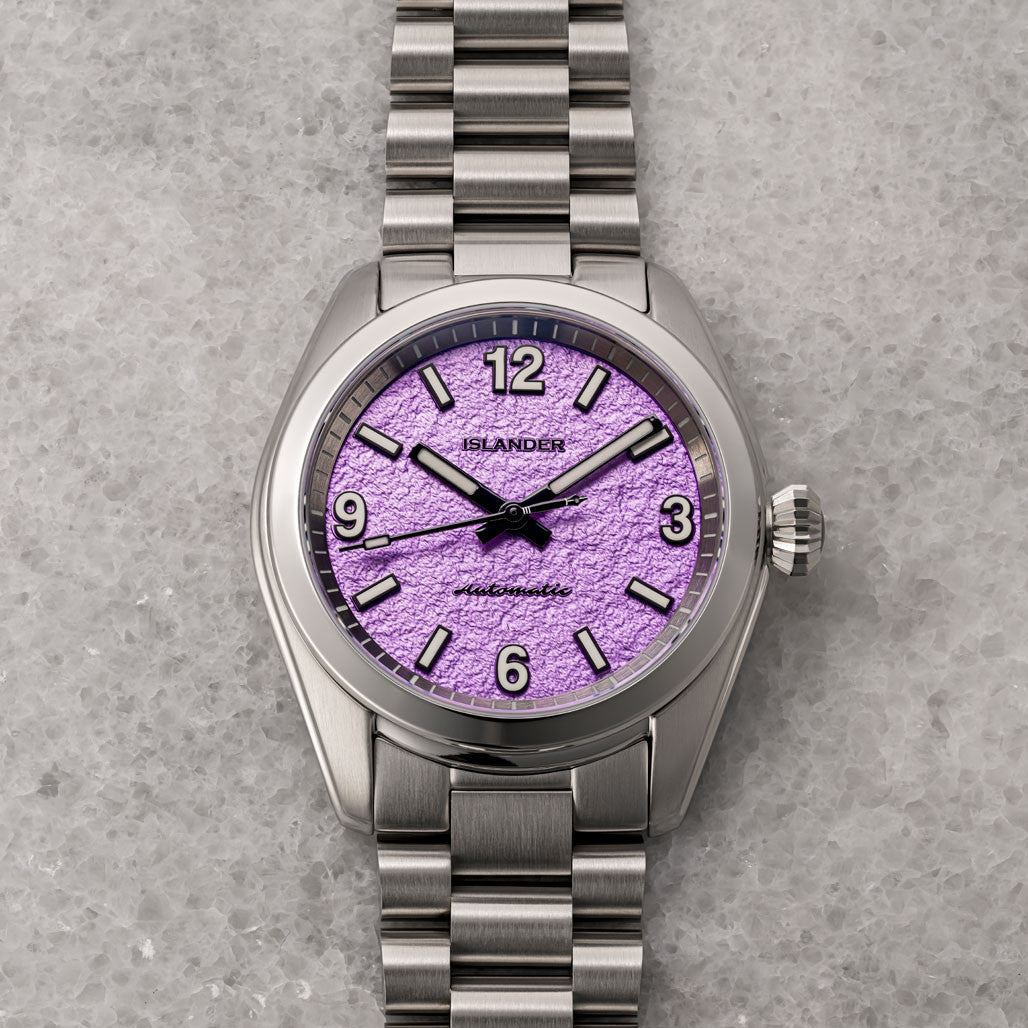 Islander Brookville Calligraphy Edition Watch with Lavender Parchment Dial #ISL-321