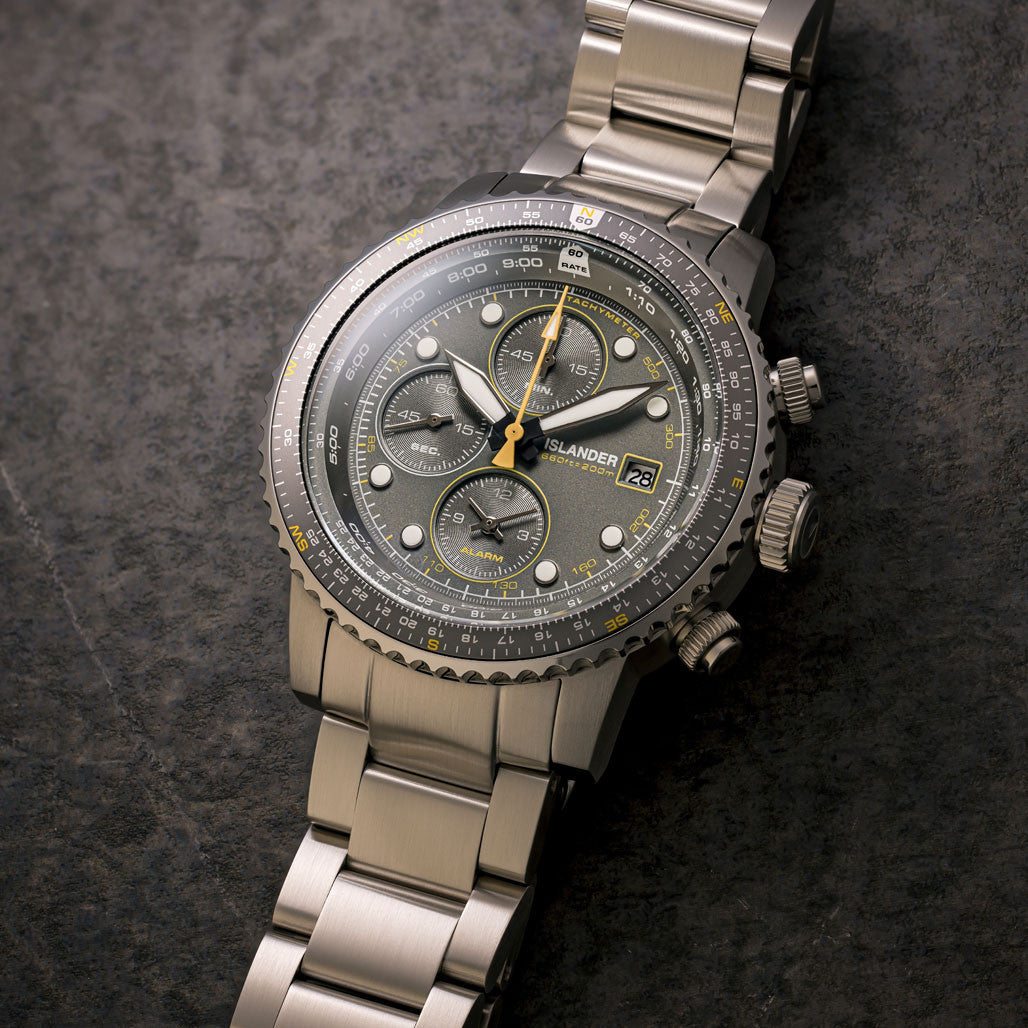 Islander Calverton Flight Chronograph Alarm Watch with Grey Dial #ISL-325