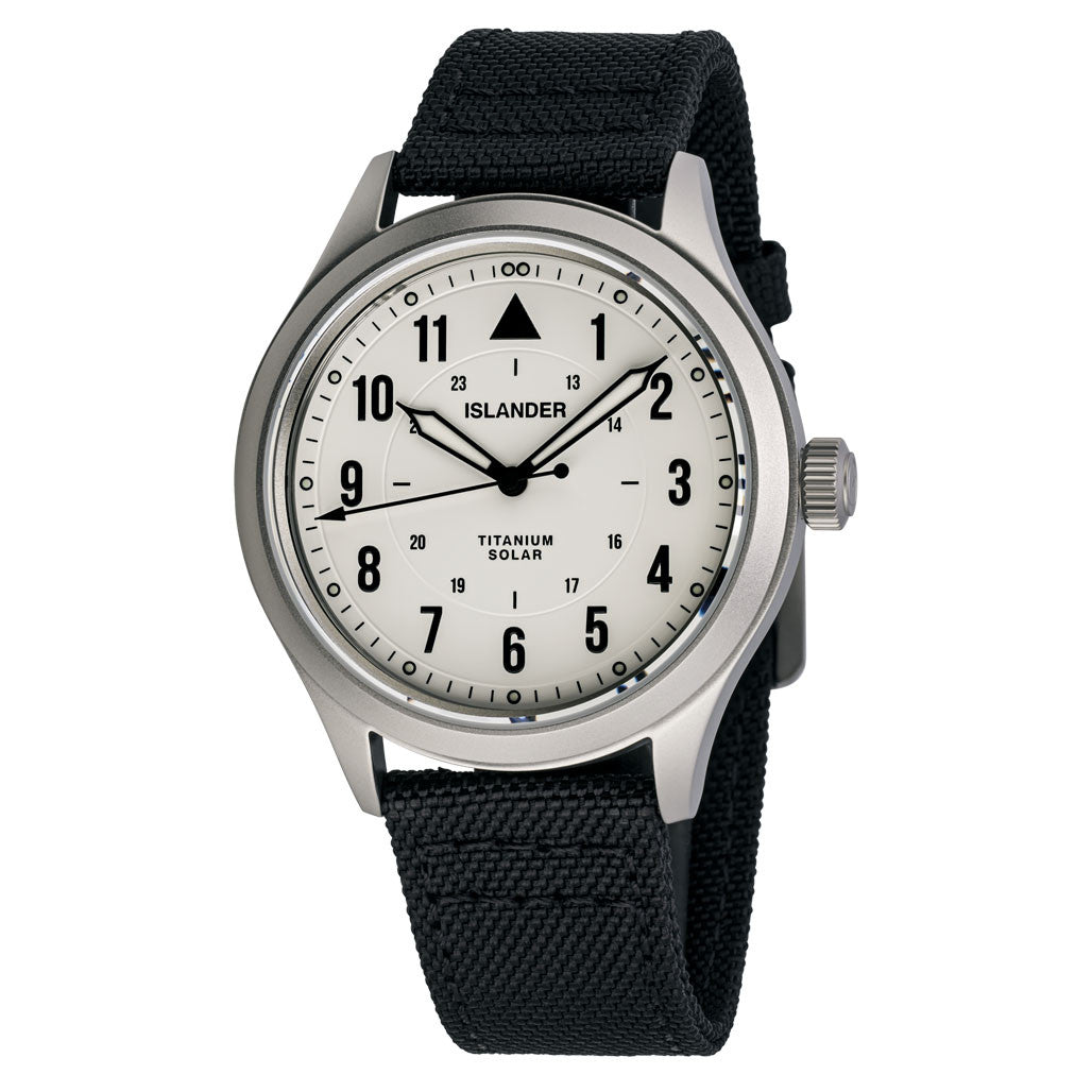Islander Babylon HV1000 Titanium Solar Field Watch with White Dial #ISL-332