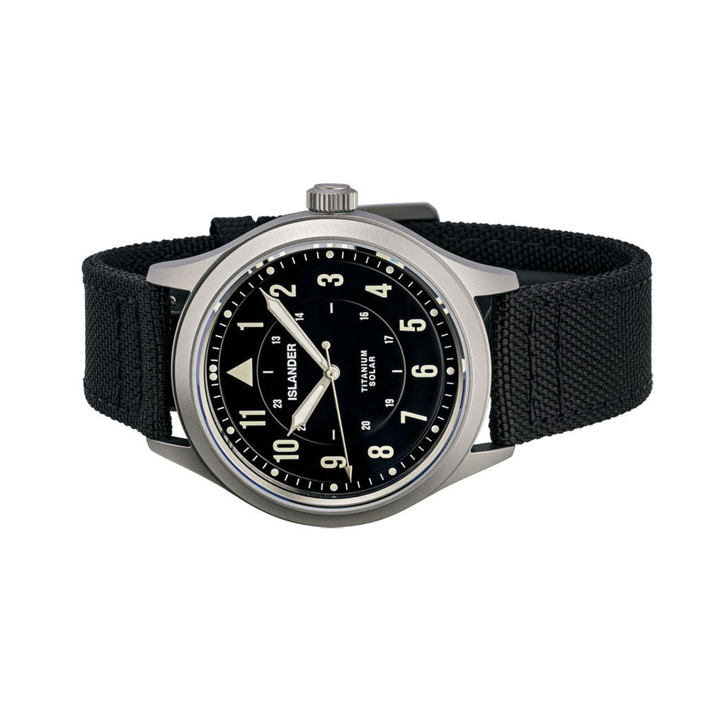 Islander Babylon HV1000 Titanium Solar Field Watch with Black Dial #ISL-333