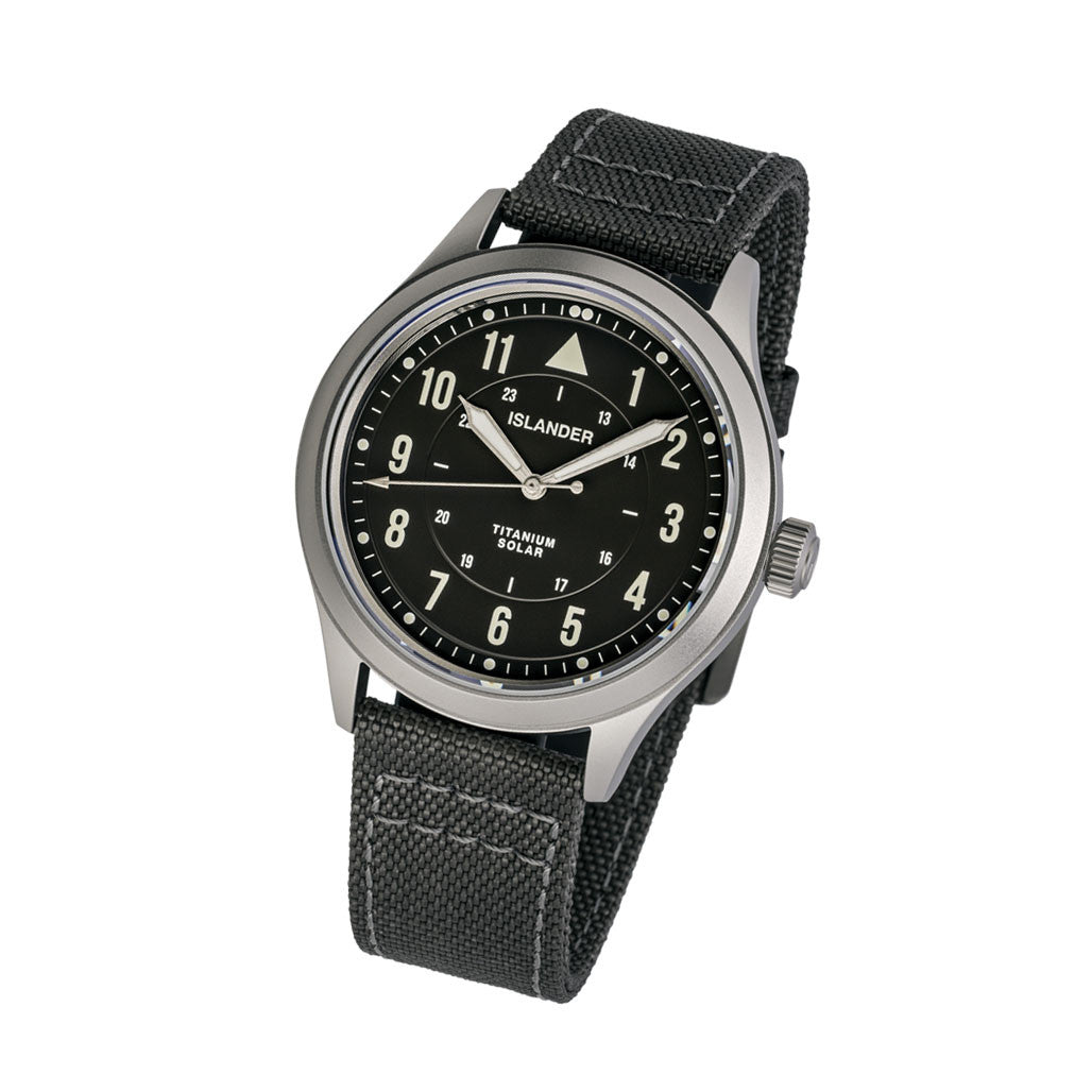 Islander Babylon HV1000 Titanium Solar Field Watch with Charcoal Dial #ISL-336