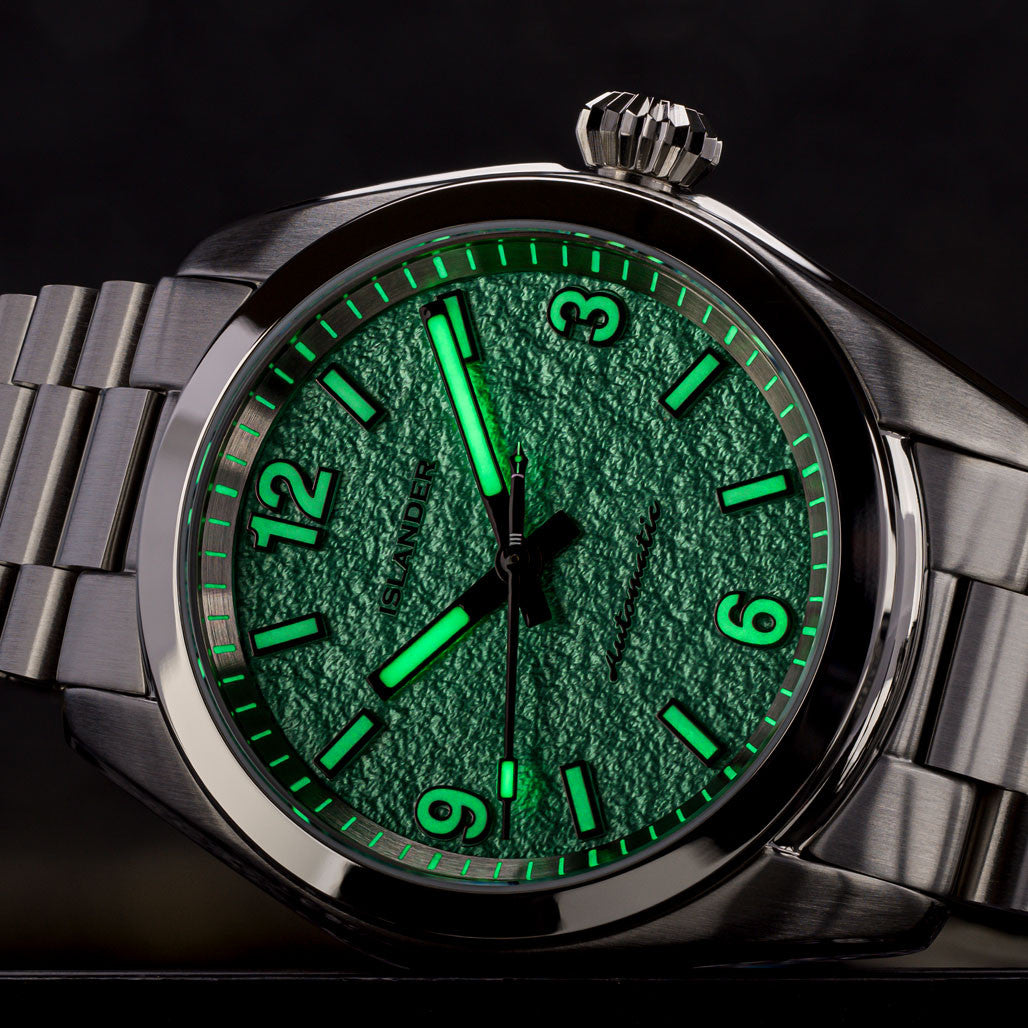 Islander Brookville Calligraphy Edition Watch with Green Parchment Dial #ISL-339