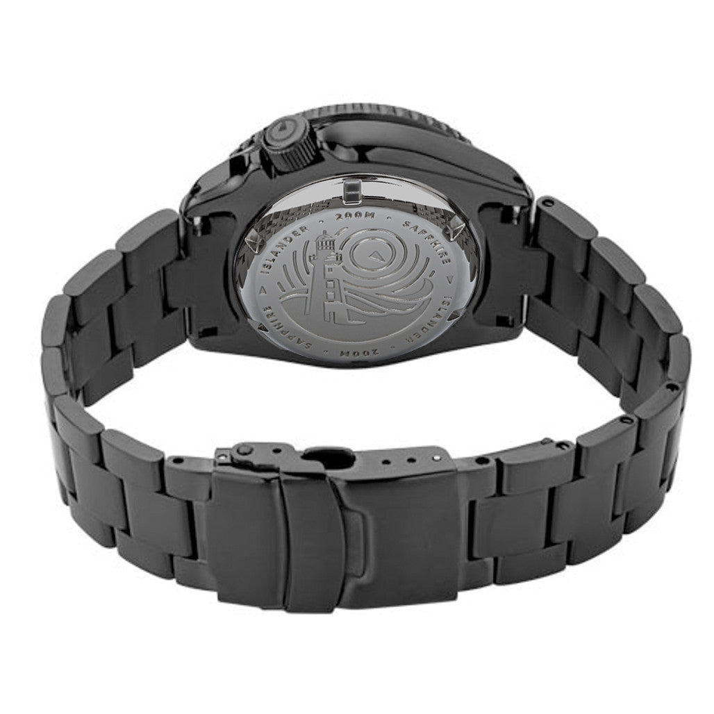Islander Black Dial Automatic Dive Watch with DLC Case and Bracelet, AR Sapphire Crystal, and Luminous Ceramic Bezel Insert #ISL-34