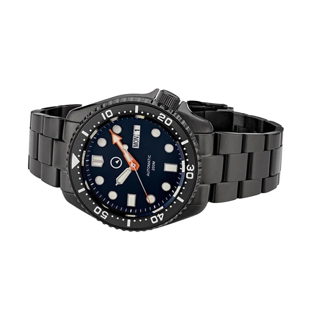 Islander Black Dial Automatic Dive Watch with DLC Case and Bracelet, AR Sapphire Crystal, and Luminous Ceramic Bezel Insert #ISL-34
