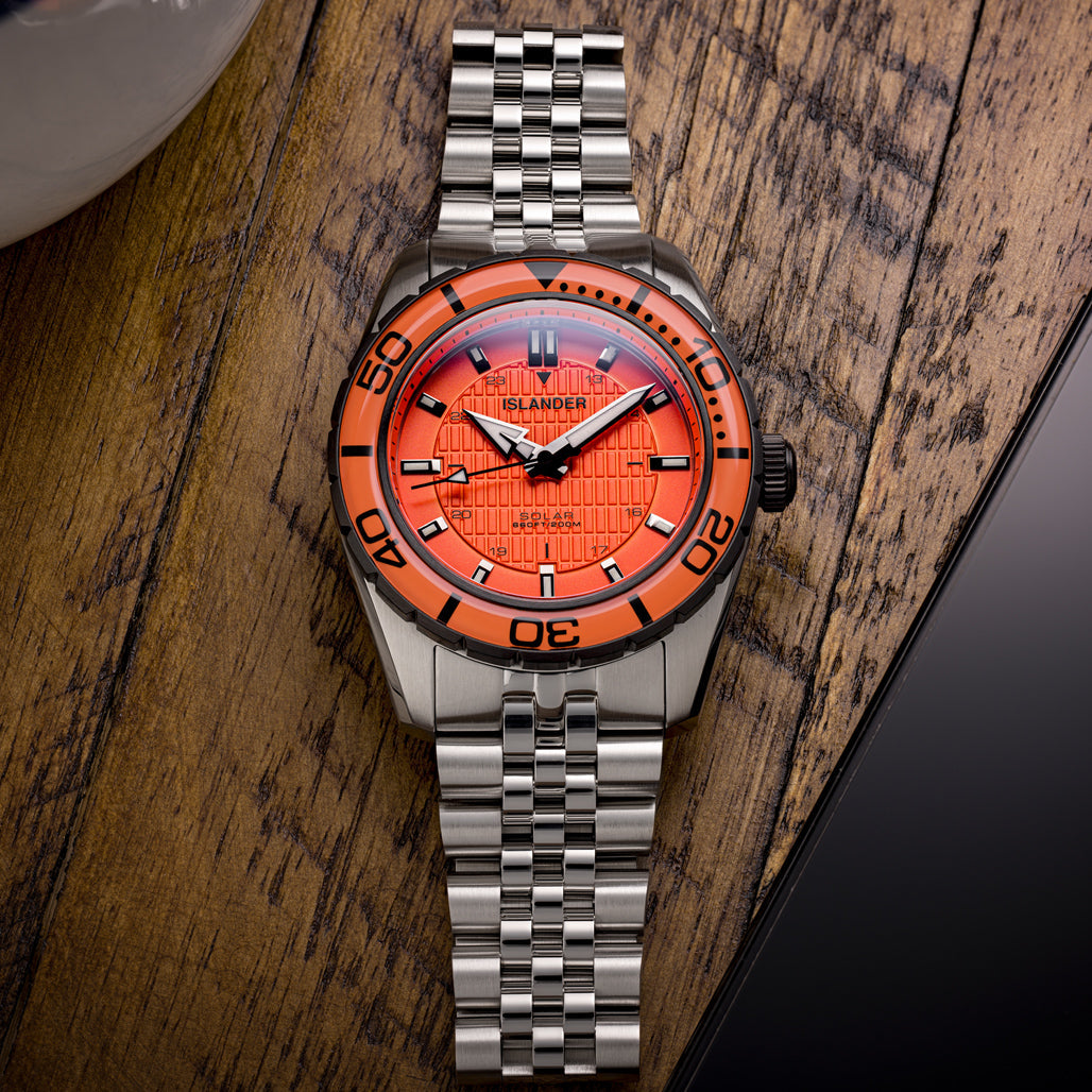 Islander Saltaire 38mm Solar Dive Watch with Orange Dial #ISL-358