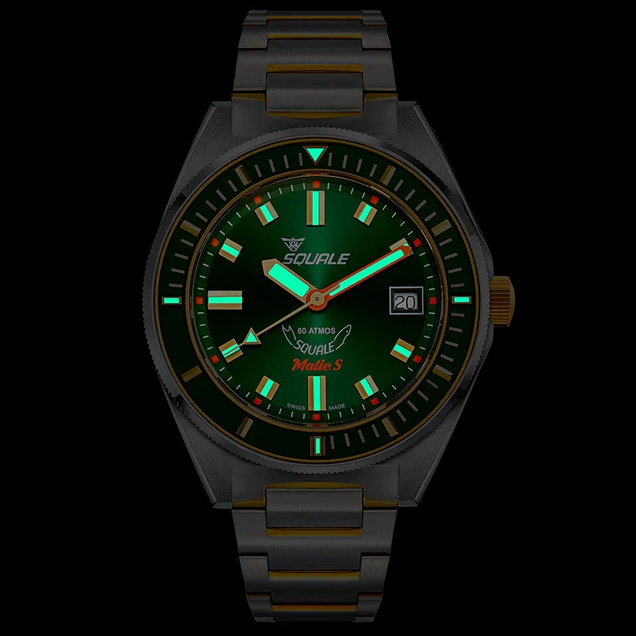 Squale Matic S Two Tone Green Bracelet, Squale ref MATICGGRGR.SSBI, product image 5
