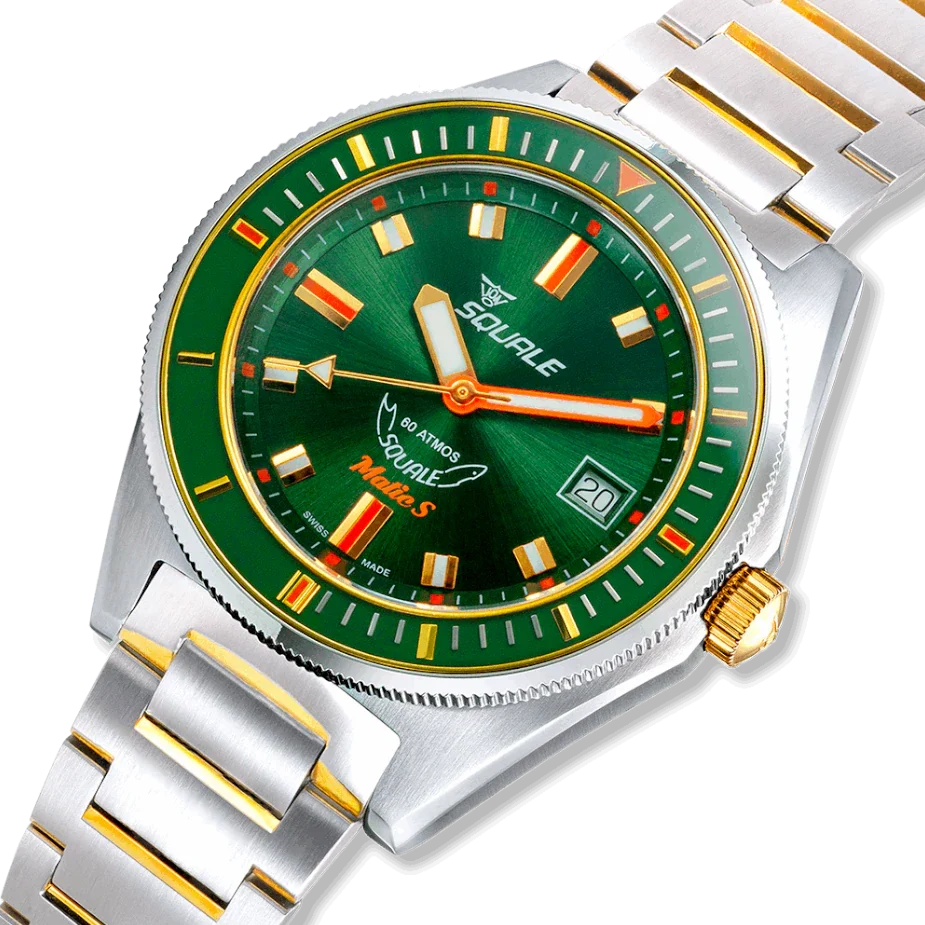 Squale Matic S Two Tone Green Bracelet, Squale ref MATICGGRGR.SSBI, product image 4
