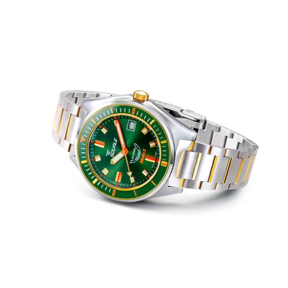 Squale Matic S Two Tone Green Bracelet, Squale ref MATICGGRGR.SSBI, product image 3