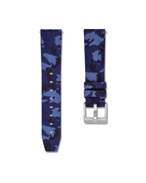 Blue Camo Quick Release Rubber Strap 24mm