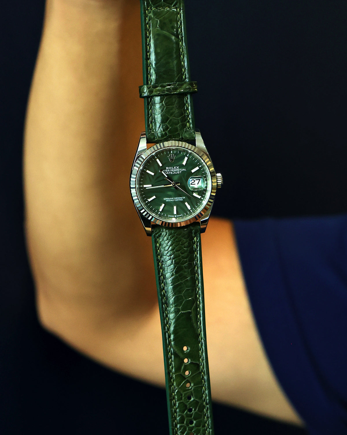 Emerald Green Bespoke Ostrich Shin Leather Watch Strap 24mm