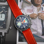 Salmon Red Suede Leather Watch Strap 22mm