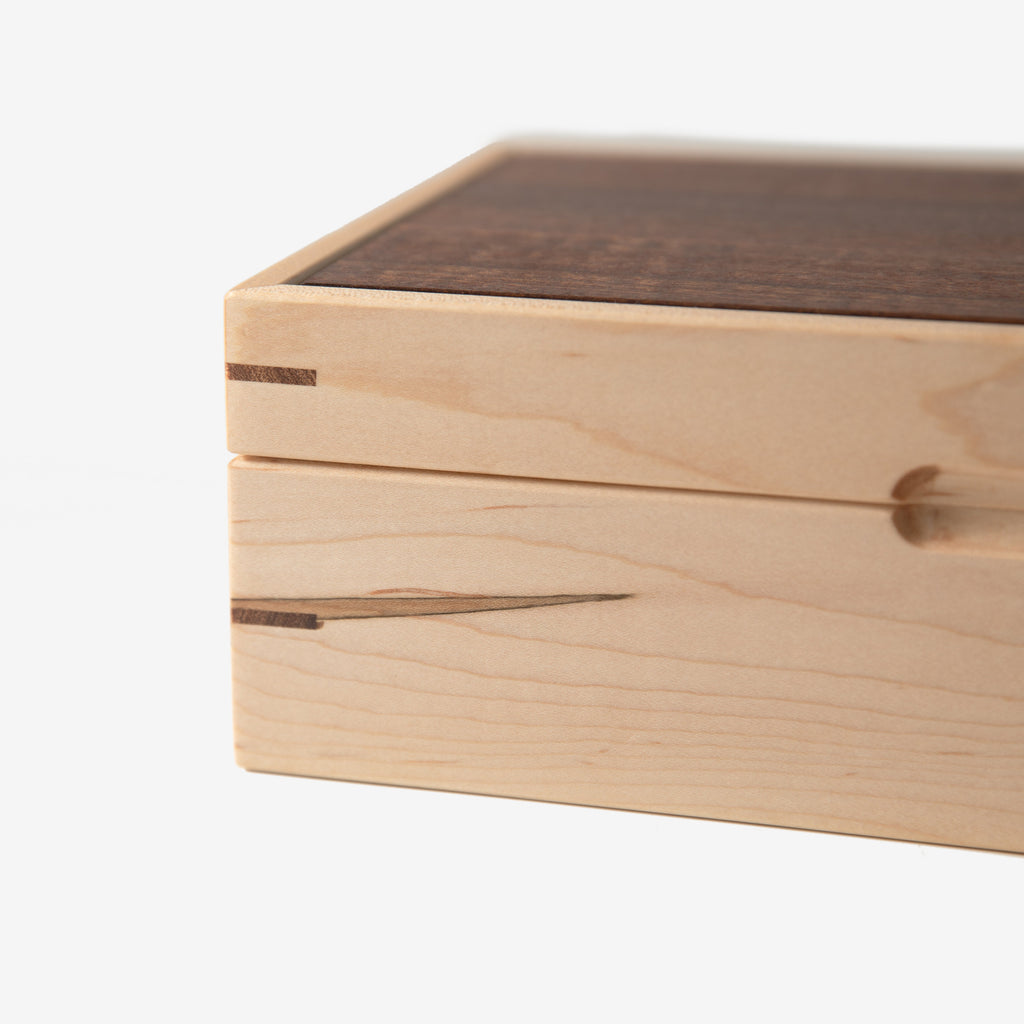 Curly Maple and Sapele Mahogany Watch Box - 8 Watch Compartments
