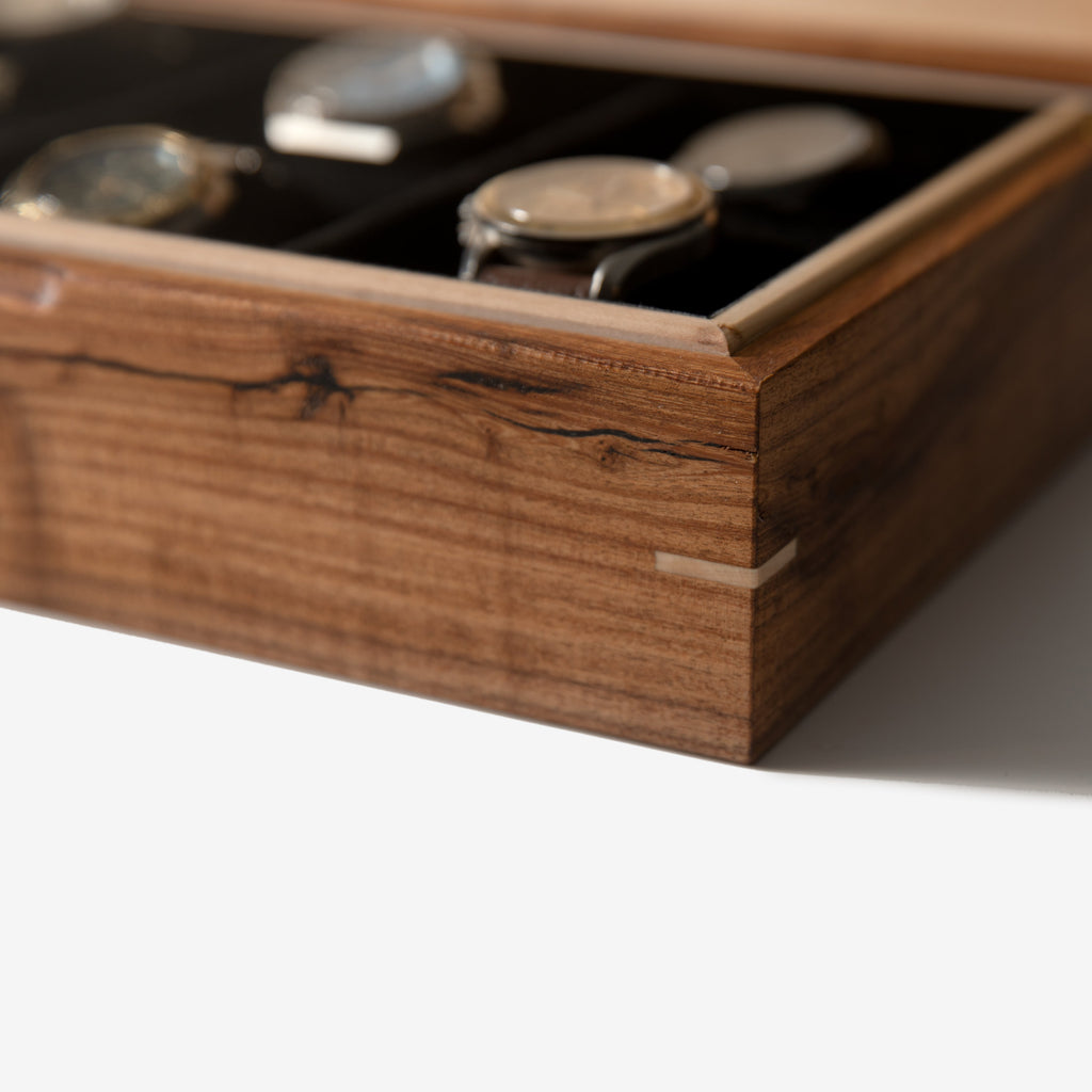 Desert Mesquite and Curly Maple Watch Box - 8 Watch Compartments