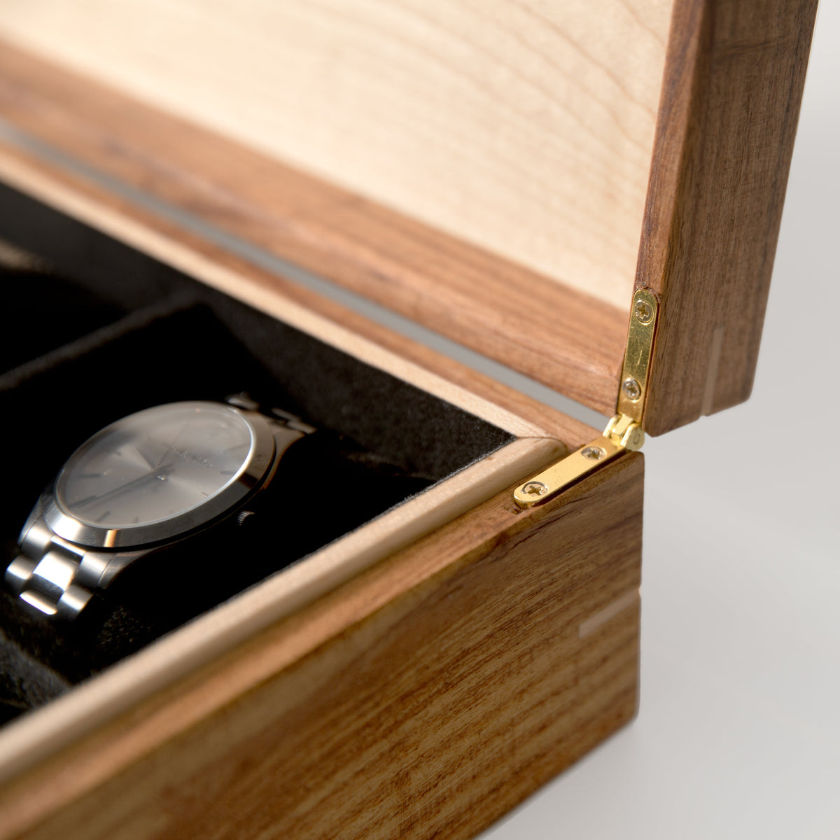 Desert Mesquite and Curly Maple Watch Box - 8 Watch Compartments