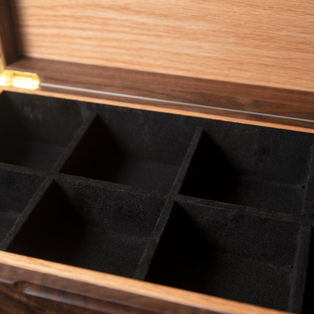 Black Walnut Watch Box with Oak Drawer - 12 to 16 Watch Compartments