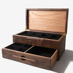 Black Walnut Watch Box with Oak Drawer - 12 to 16 Watch Compartments