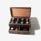 Black Walnut Watch Box with Oak Drawer - 12 to 16 Watch Compartments